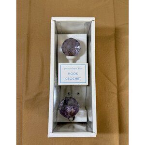 Pottery Barn Kids Hook Crochet Purple Crystal Design 2-Pack Towels Hat Nursery